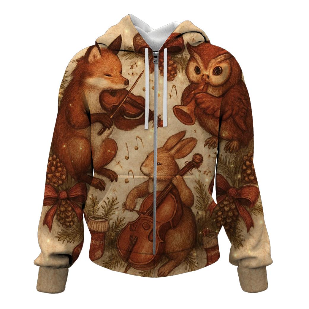 Wreath Of Woodland Choir zip-up hoodies