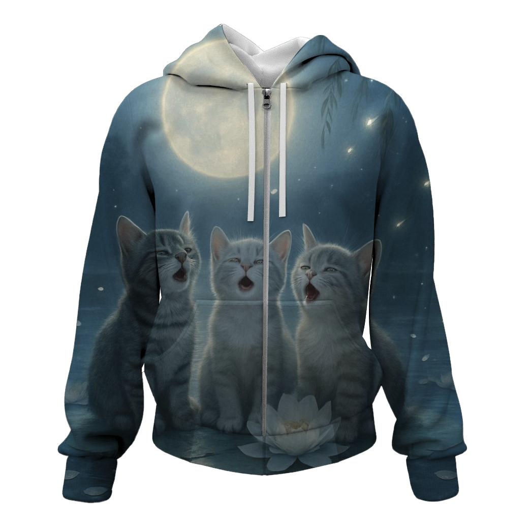 Moonlight Floral Kitty Chorus graphic hoodies