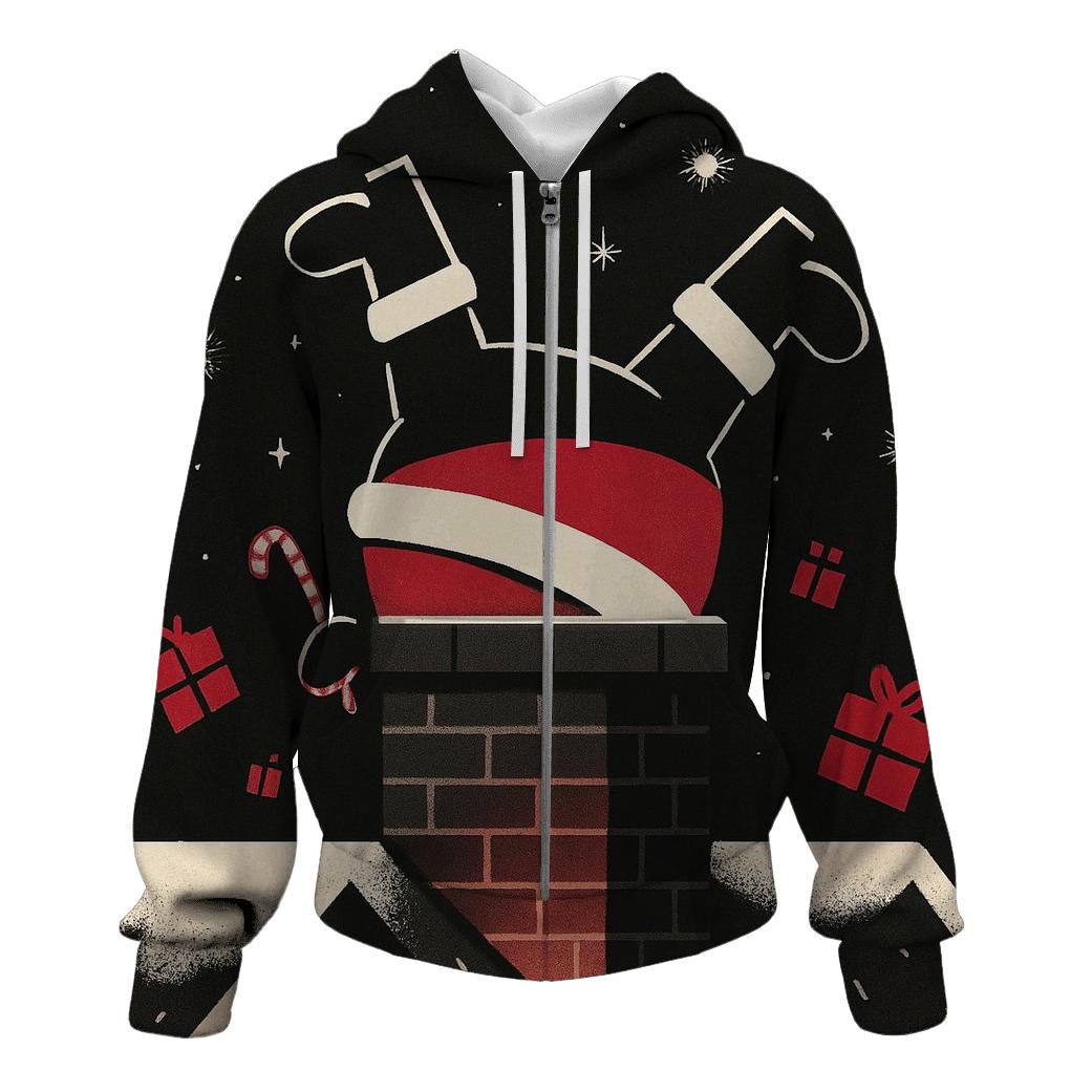 Santa Stuck In Chimney Remix embroidered hoodies