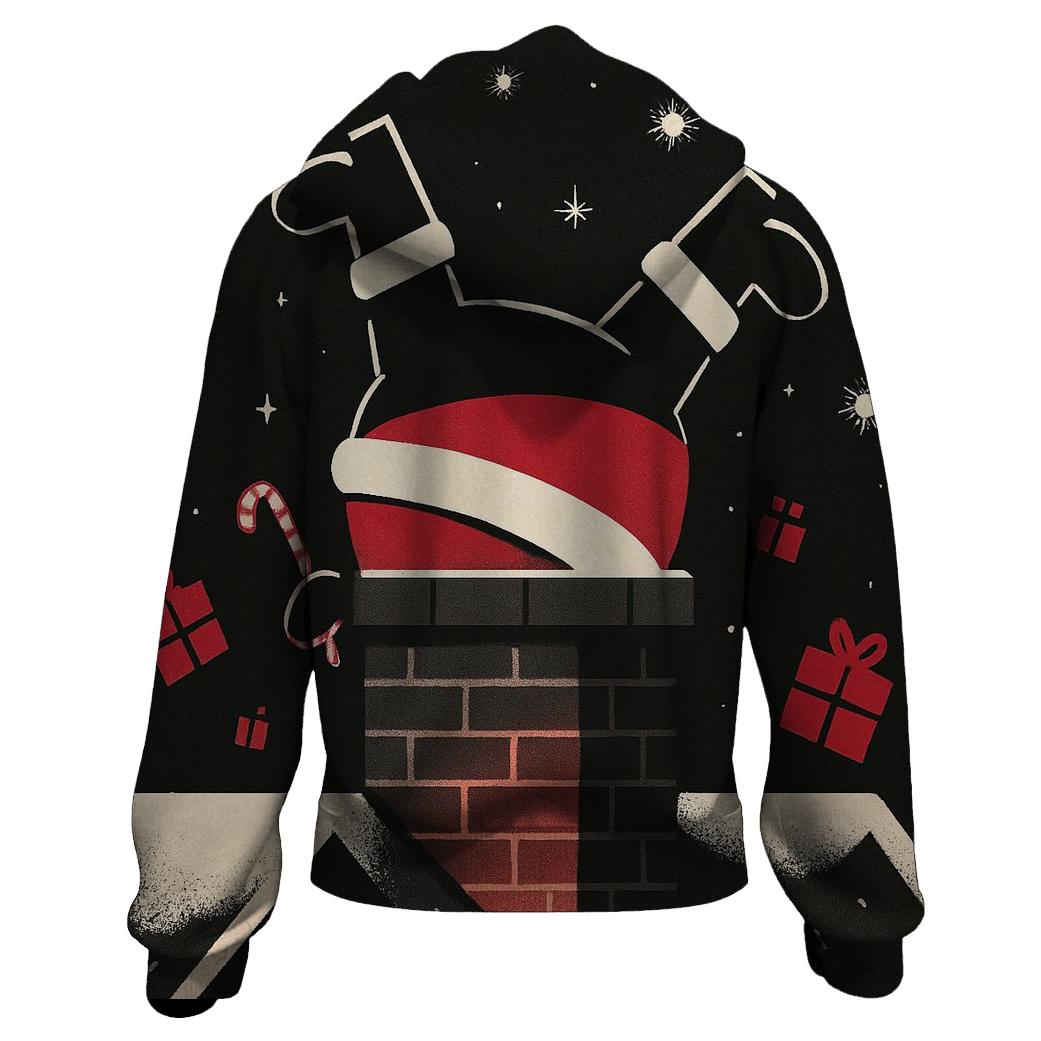 Santa Stuck In Chimney Remix embroidered hoodies