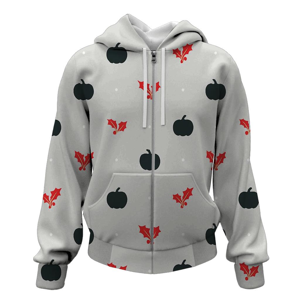 Minimal Pumpkin Silhouette Scatter embroidered hoodies