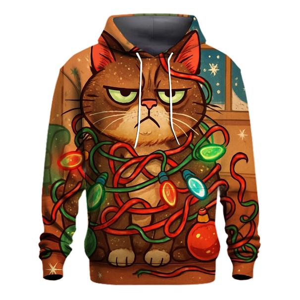 Grumpy Cat Tangled Lights pullover hoodies