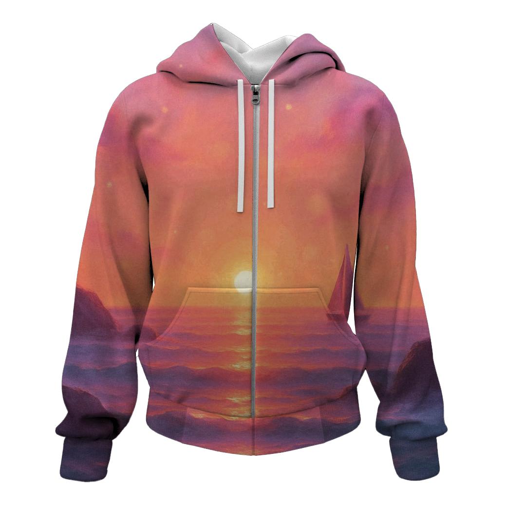 Aurora Coastline embroidered hoodies