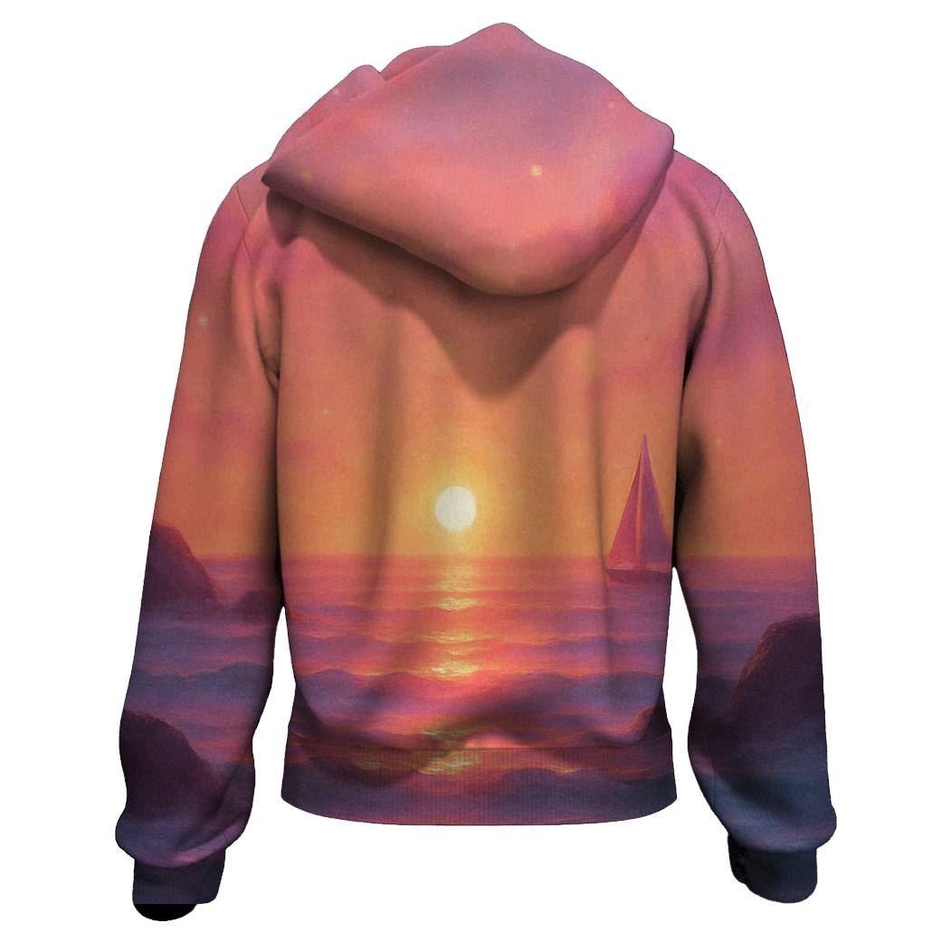 Aurora Coastline embroidered hoodies