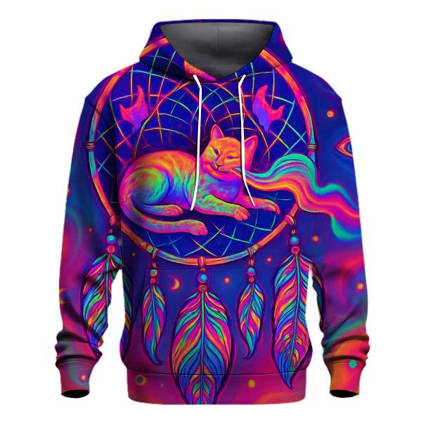 Psychedelic Dreamcatcher Cat graphic hoodies
