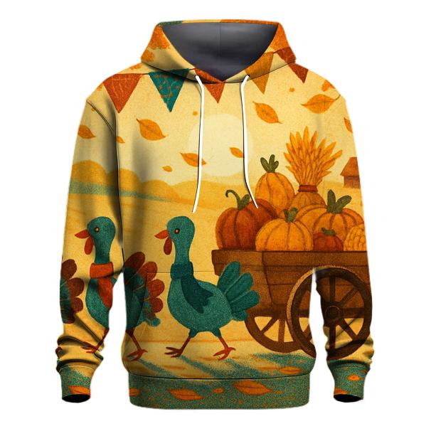 Thankful Train Of Turkeys printed hoodies