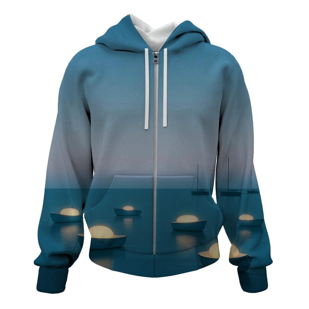 Serene Gradient Harbor printed hoodies