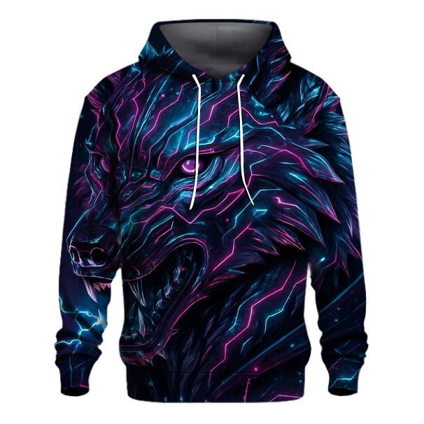 Neon Circuit Wolf hoodie designs