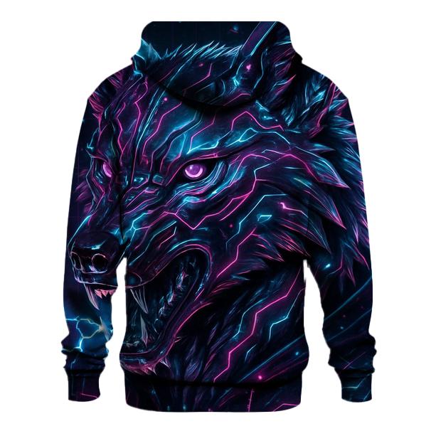 Neon Circuit Wolf hoodie designs