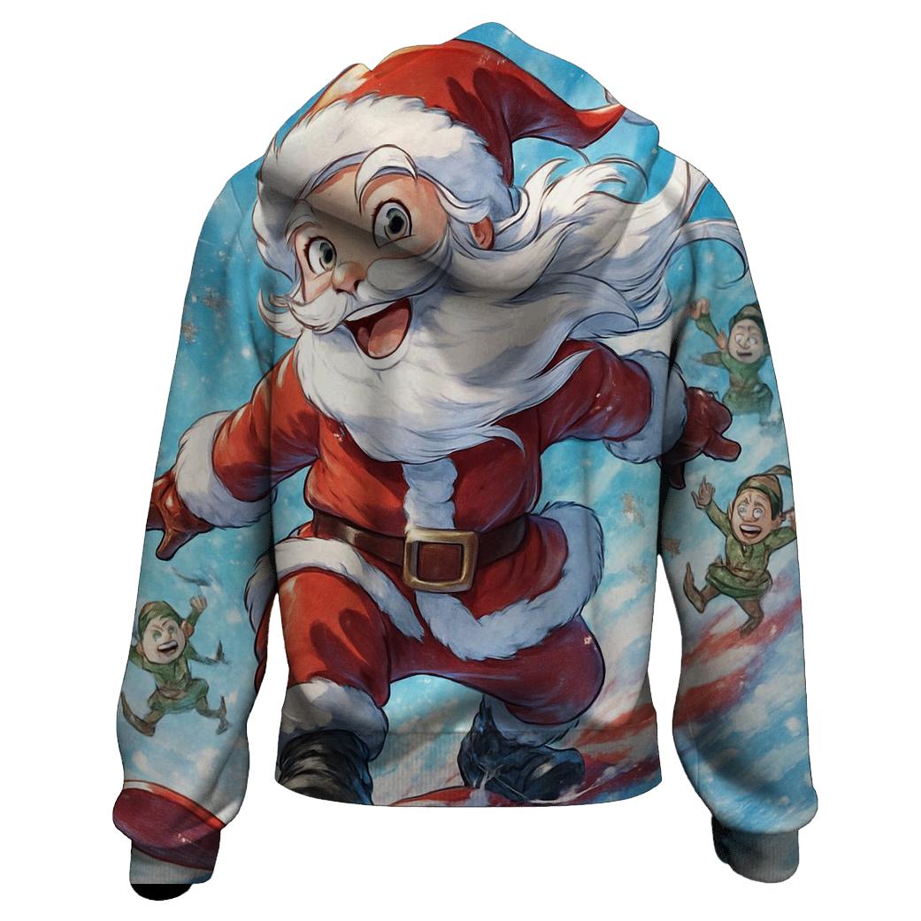 Surfing Snowboard Santa zip-up hoodies