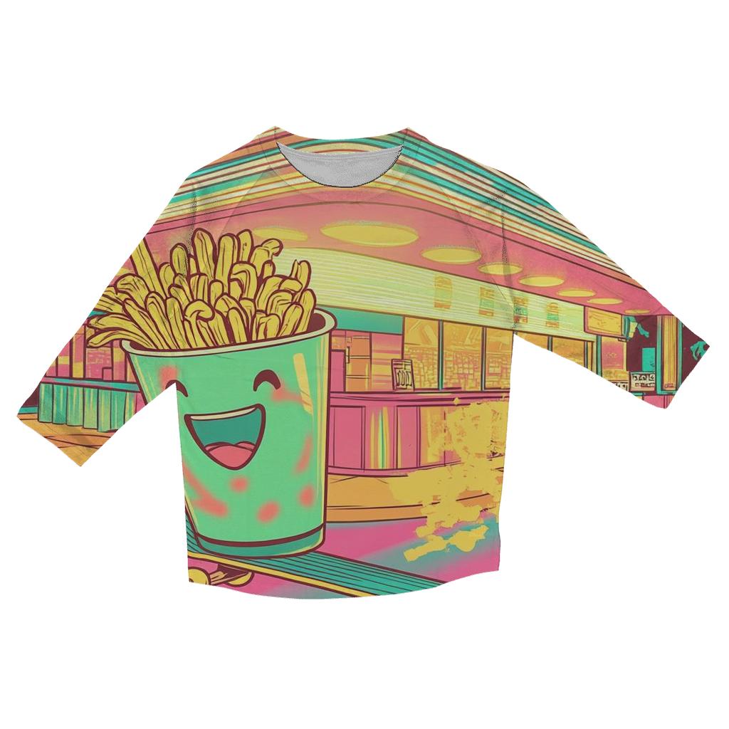Neon Skate Diner Showdown printed three quarter sleeve shirts