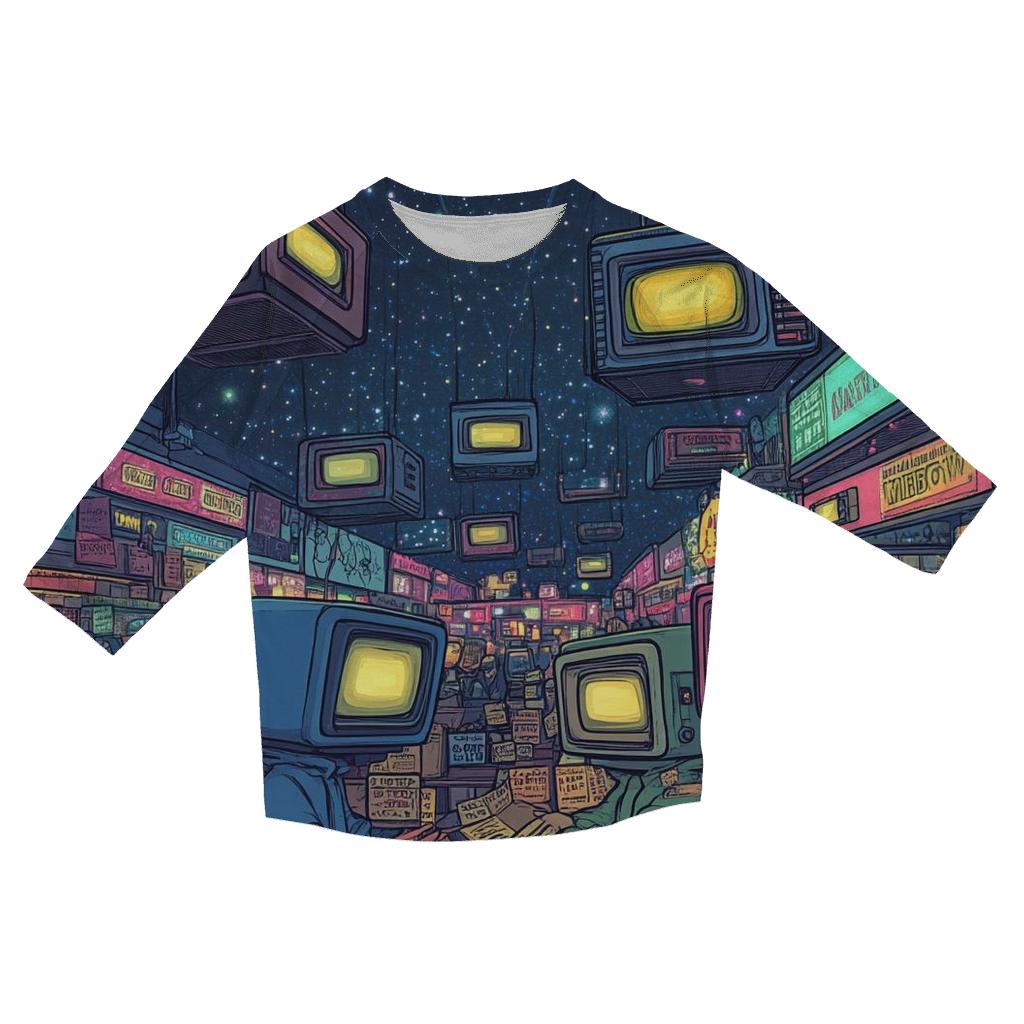 Galaxy TV Cartoon Swap Meet printed three quarter sleeve shirts