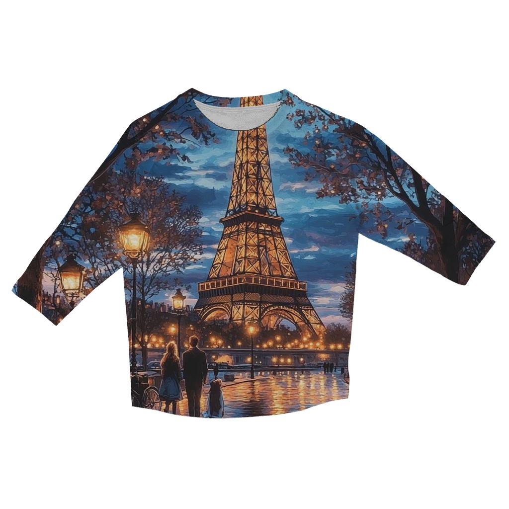 Eiffel Tower - Paris printed three quarter sleeve shirts
