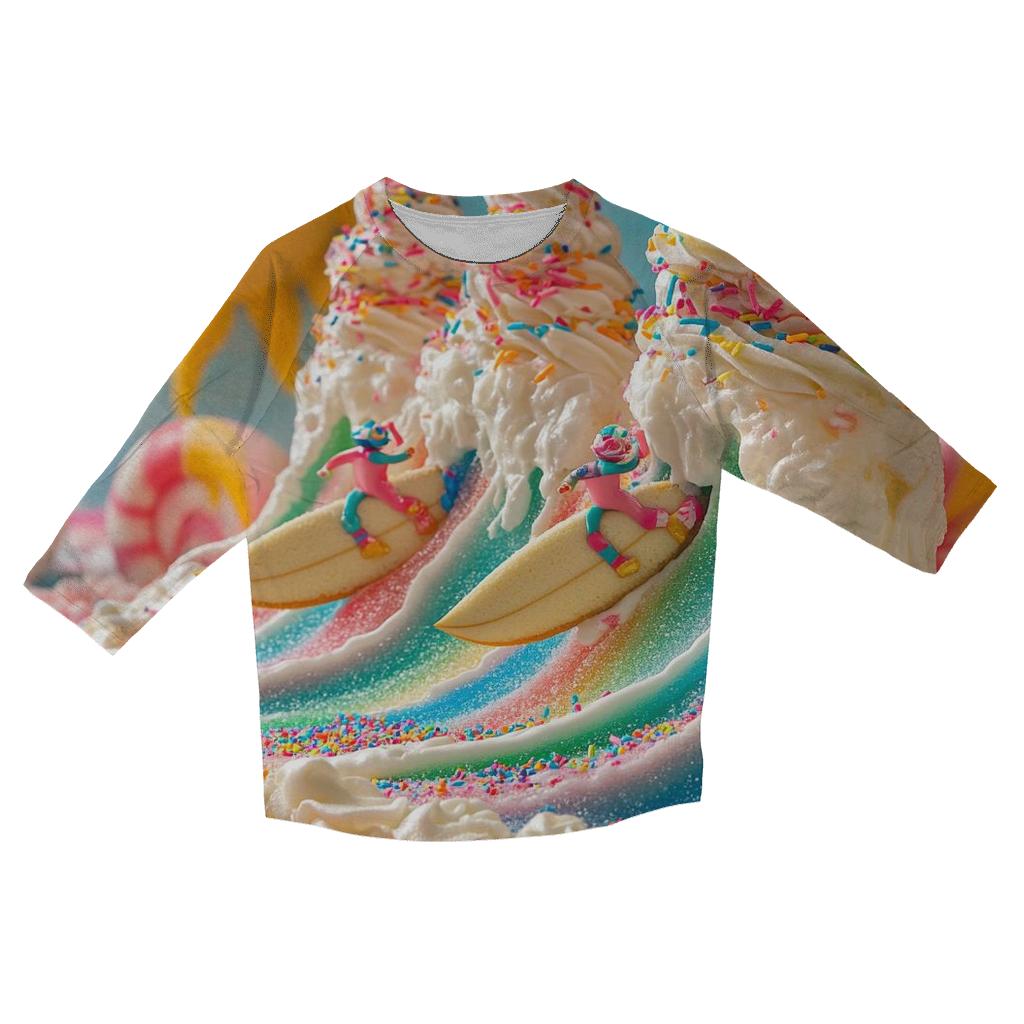 Soda Pop Surf Break printed three quarter sleeve shirts