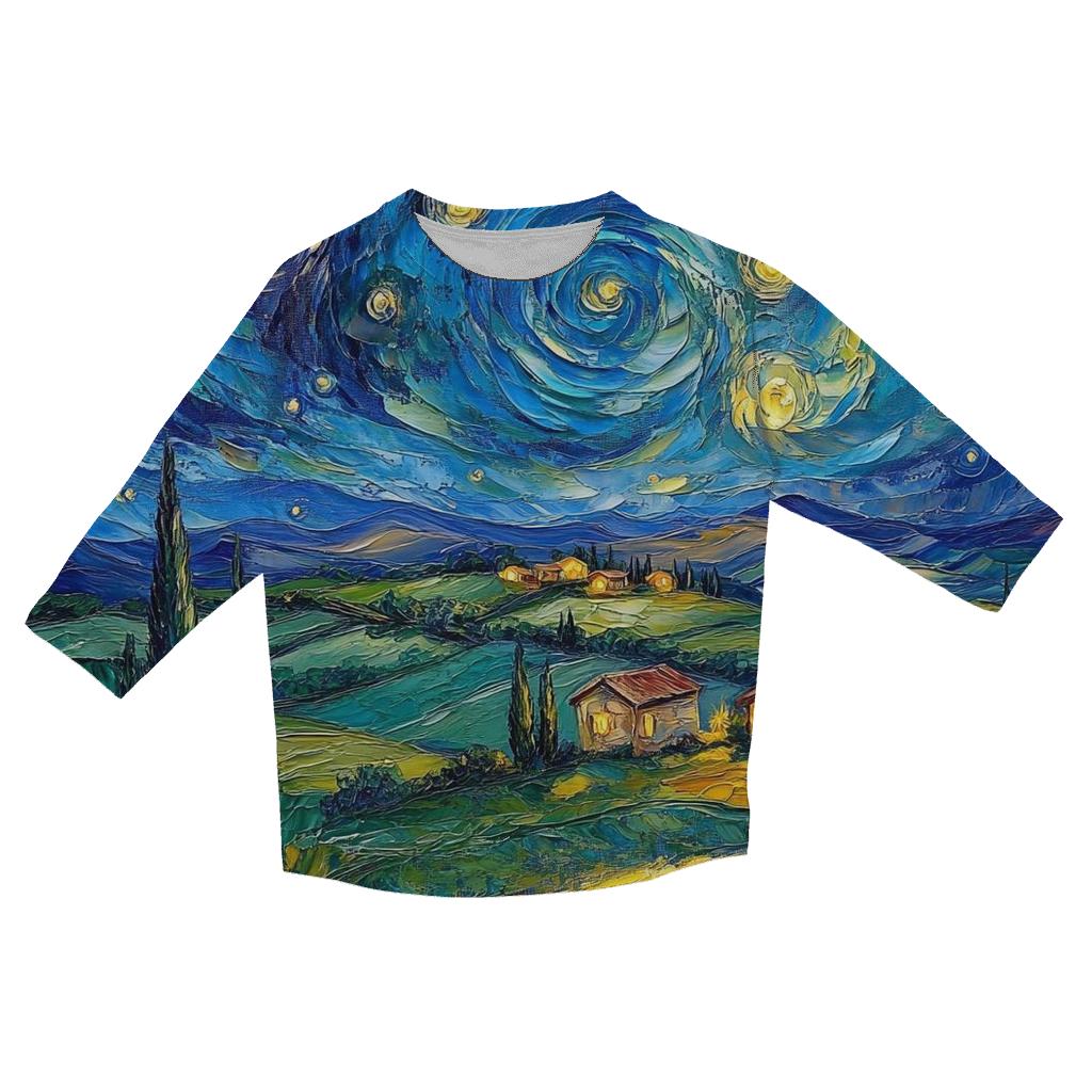Van Gogh Inspired Starry Countryside fashion 3/4 sleeve shirts