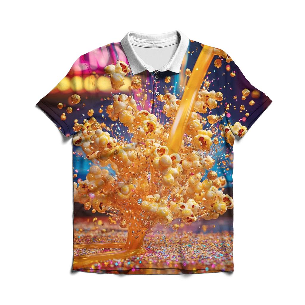Candy-Coated Popcorn Riot personalized polo shirts