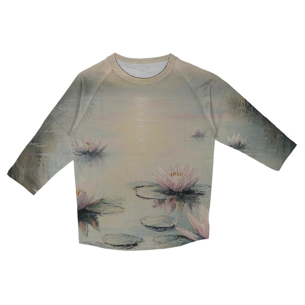 Monet Inspired Water Lilies At Dawn cotton quarter sleeve shirts