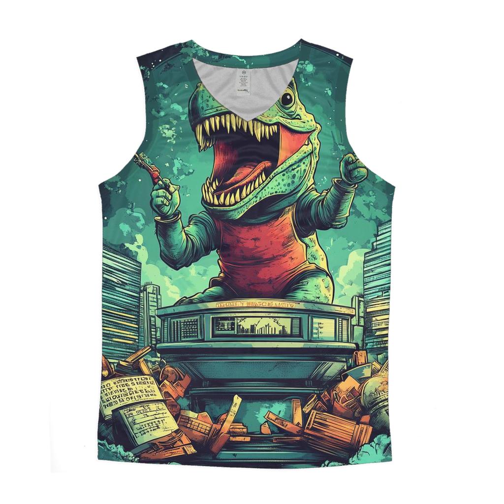 Dino Cartoon Newsbreak sports performance tank tops