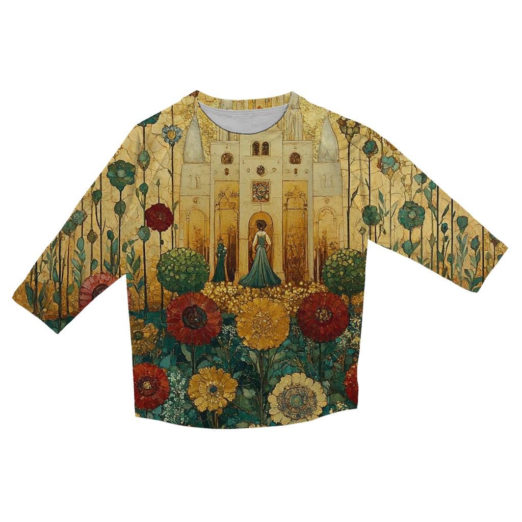 Klimt Inspired Golden Garden stylish quarter sleeve tops