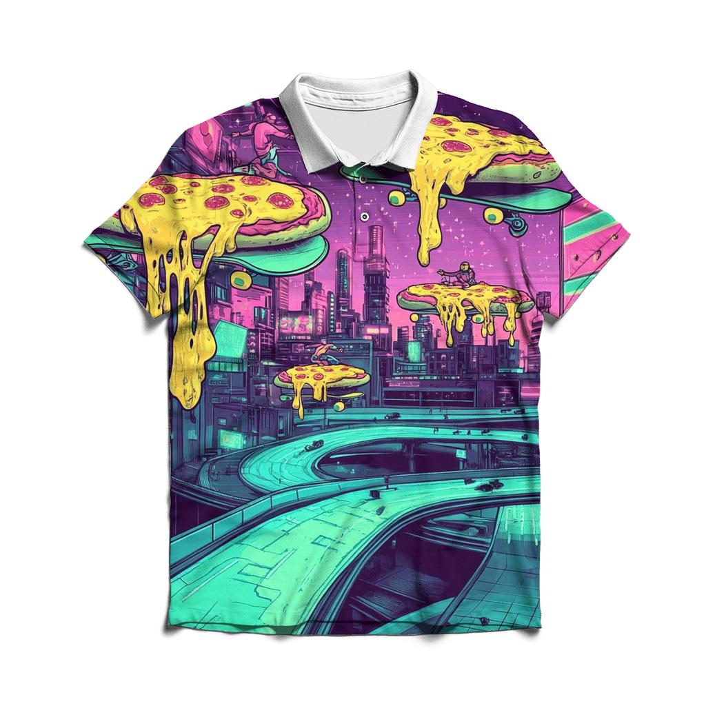 Pixel Pizza Patrol stylish collar polo tees