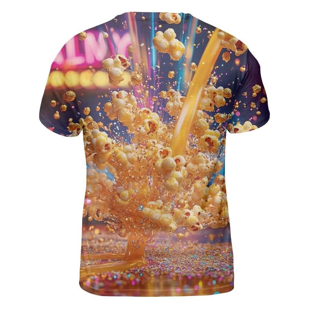 Candy-Coated Popcorn Riot artistic all-over print tops