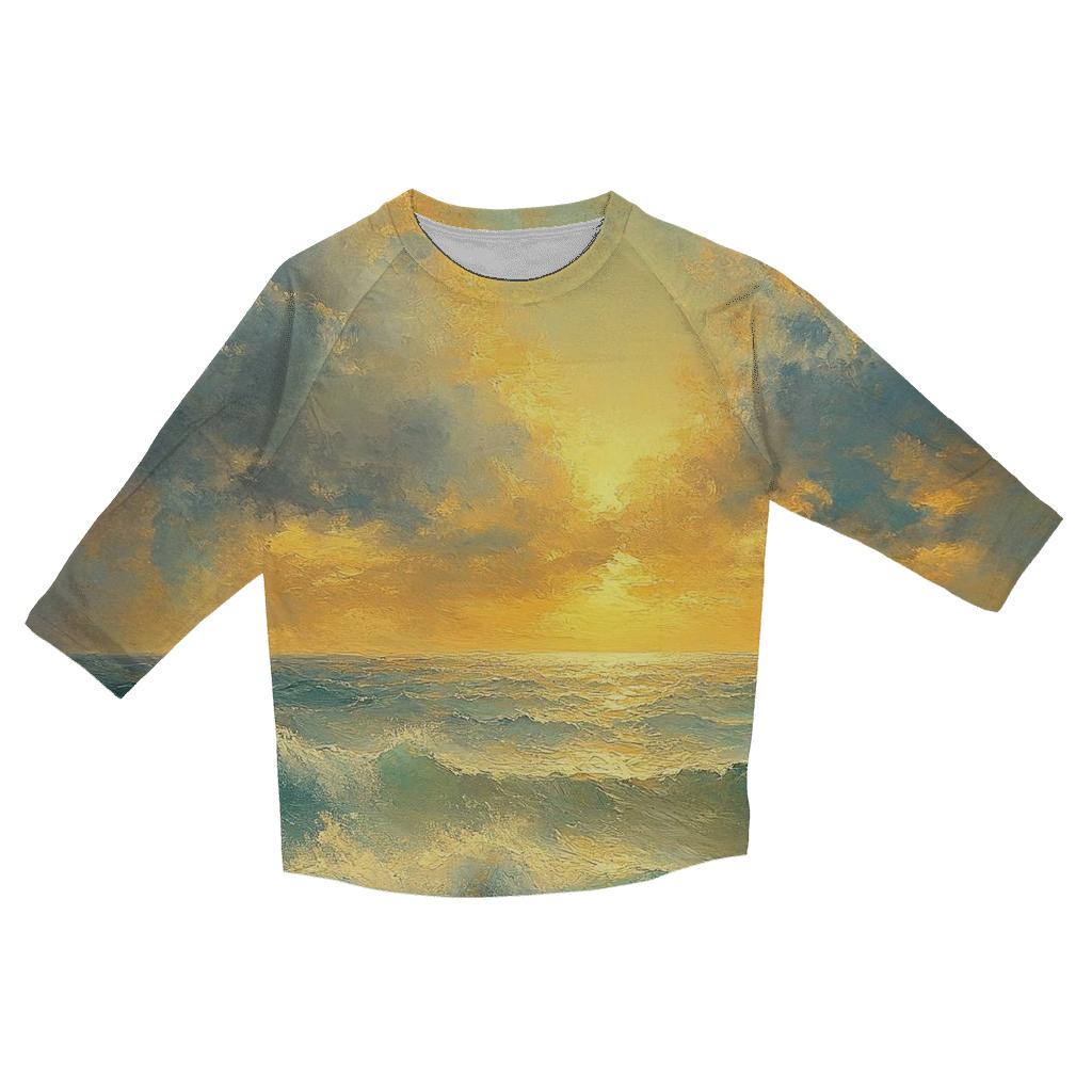 Turner Inspired Stormy Seascape designer 3/4 sleeve blouses