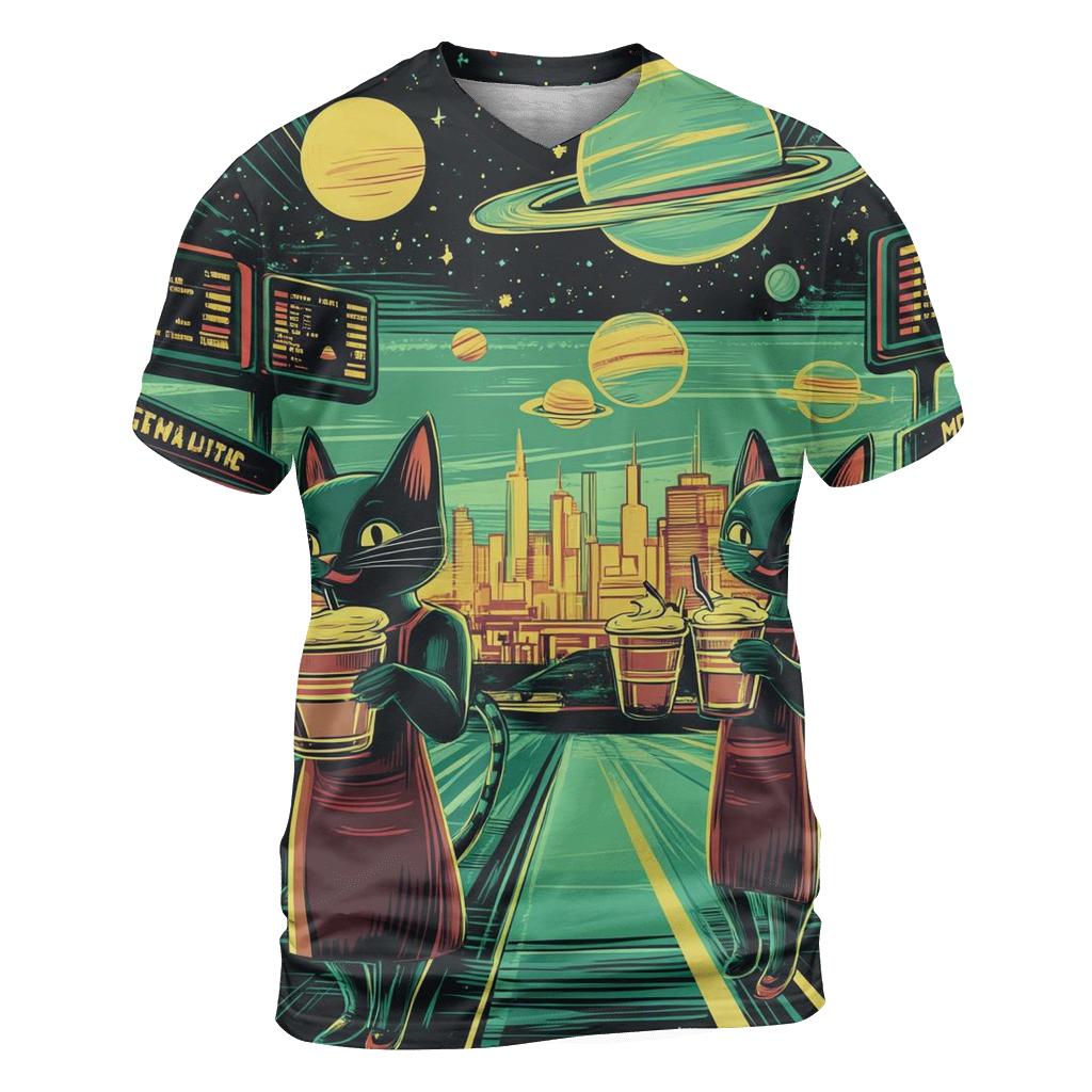 Alien Drive-Thru Jazz Cats designer pattern shirts