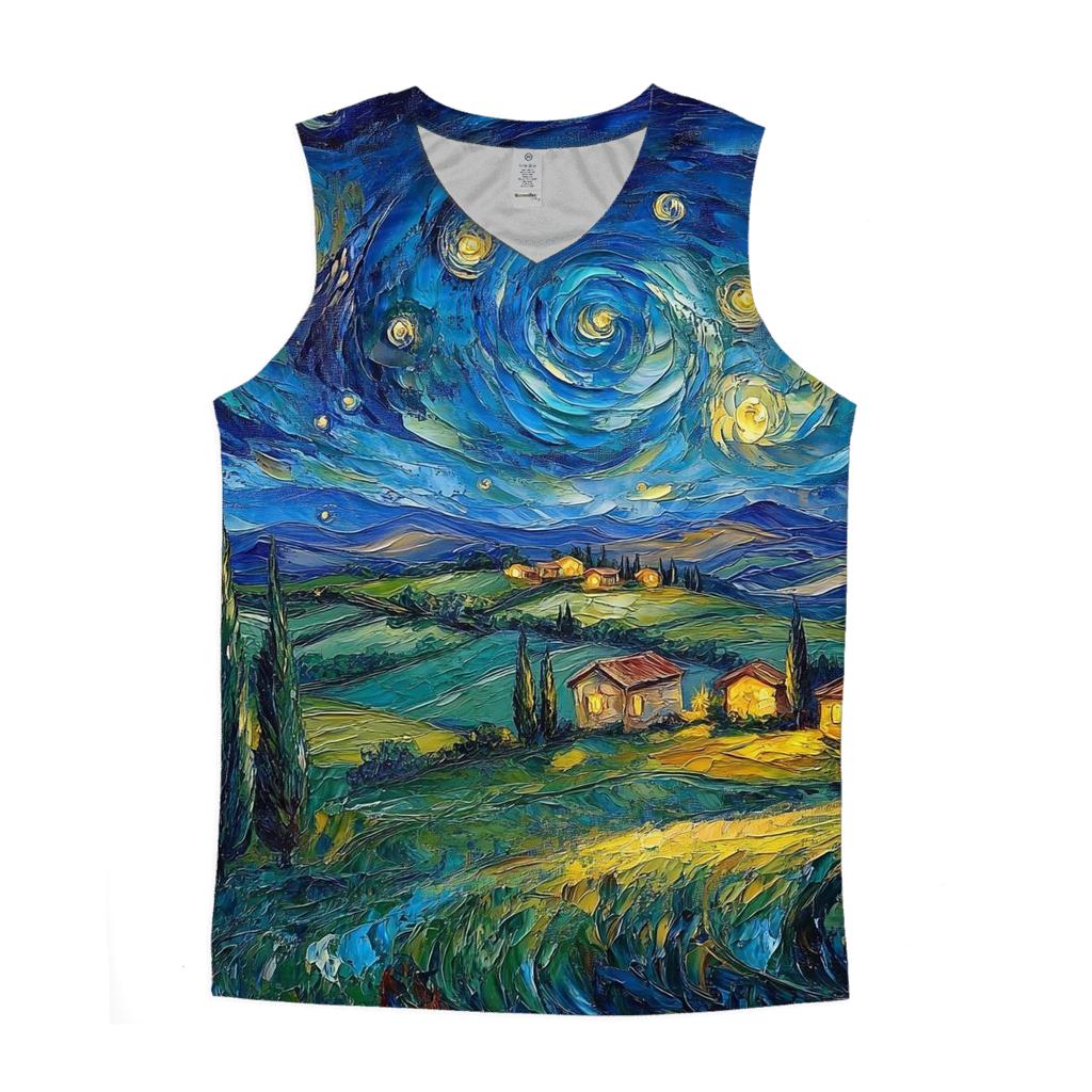 Van Gogh Inspired Starry Countryside designer workout tanks