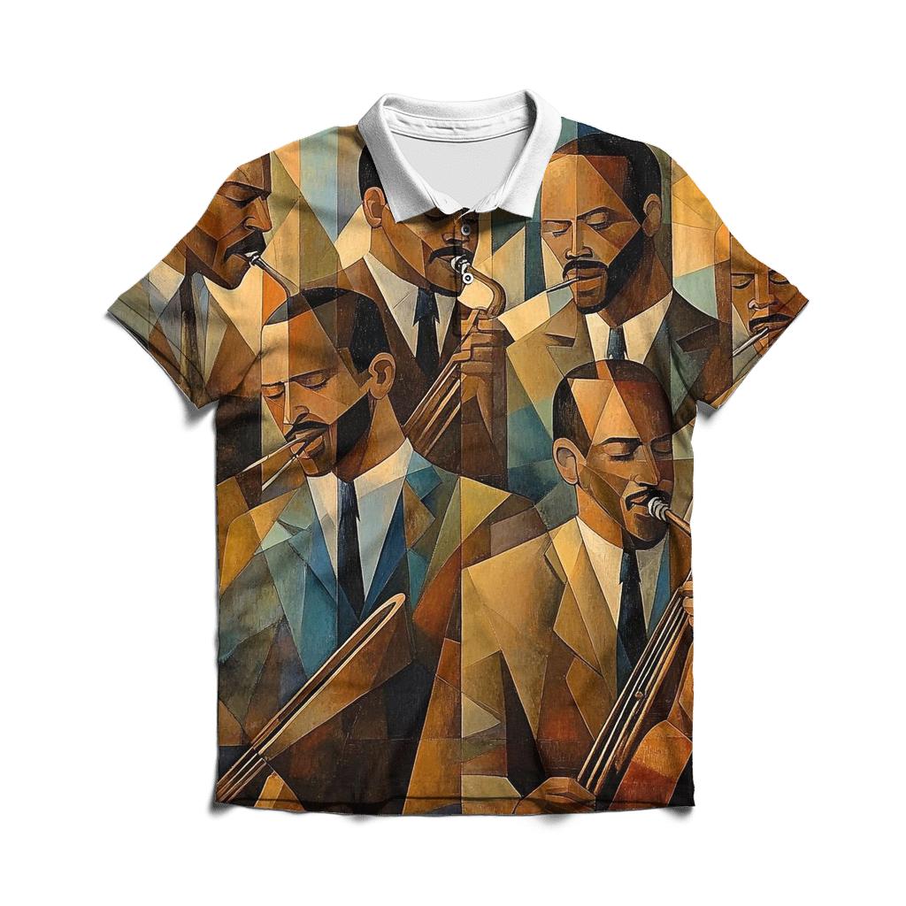 Picasso Inspired Abstract Musicians designer slim fit polos