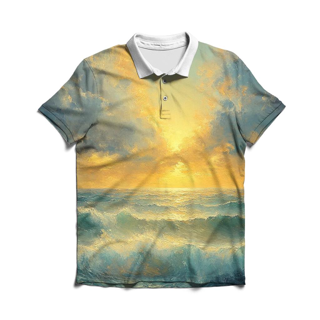 Turner Inspired Stormy Seascape premium cotton polo shirts