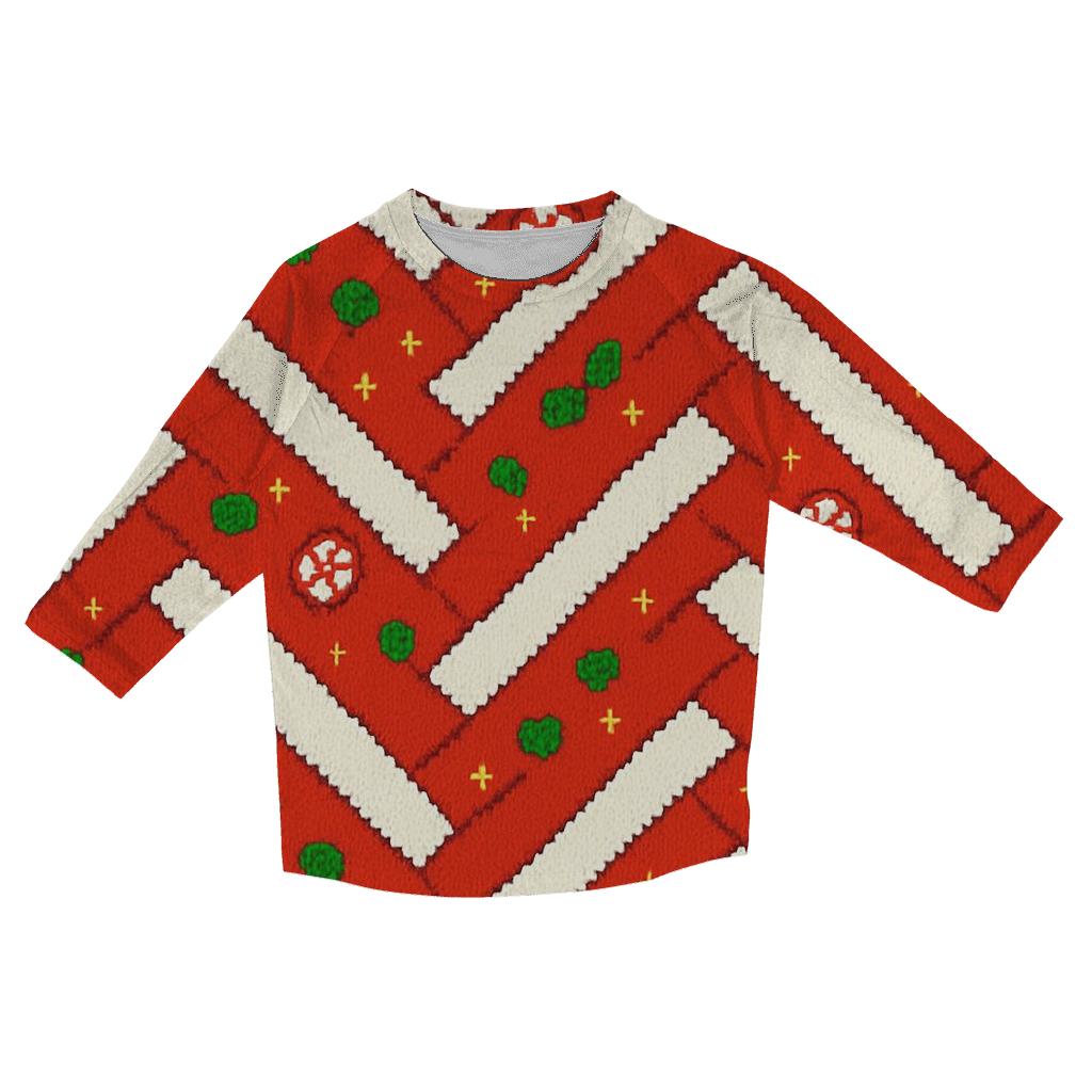 Candy Cane Herringbone Design printed three quarter sleeve shirts