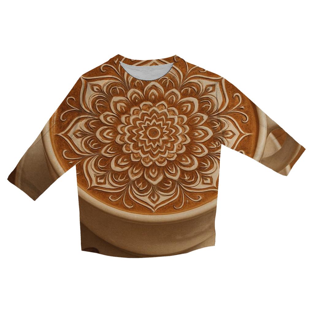 Latte Swirl Mandala personalized 3/4 sleeve tees