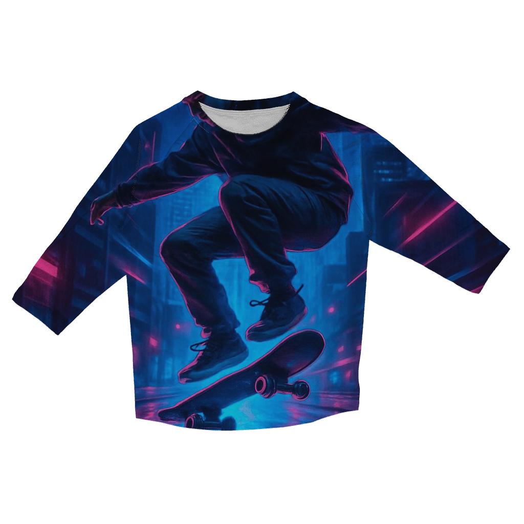 Night Skate Cityscape fashion 3/4 sleeve shirts