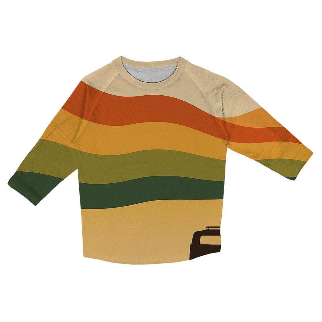 Sunset Wave Stripes trendy 3/4 sleeve tops