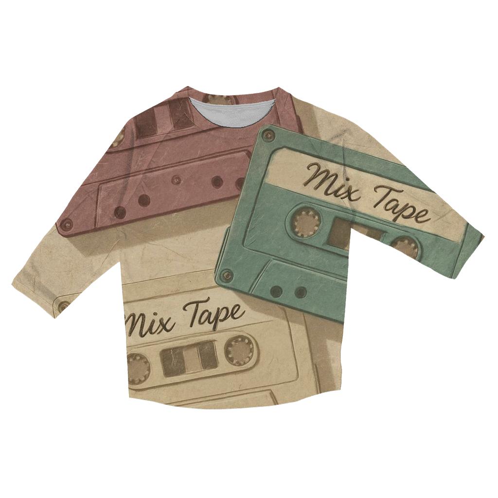Faded Cassette Tape Collage personalized 3/4 sleeve tees