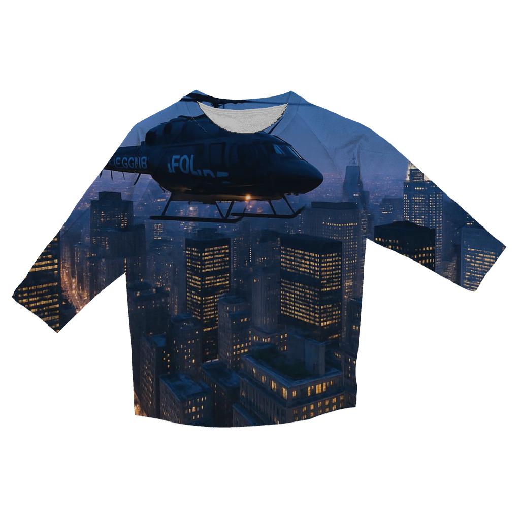 Twilight Helicopter Over Midtown stylish quarter sleeve tops