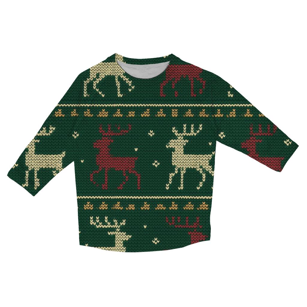 Reindeer Ribbon Carousel Design designer 3/4 sleeve blouses