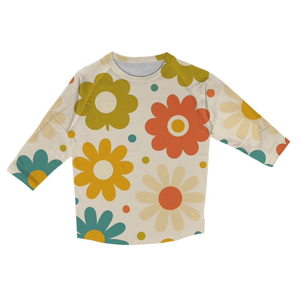 Mod Flower Grid printed three quarter sleeve shirts