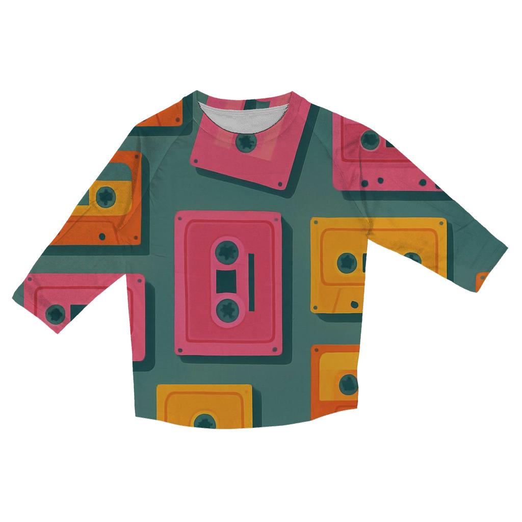 Cassette Echo Pattern cotton quarter sleeve shirts