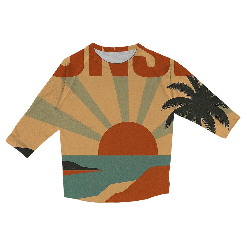 Vintage Travel Poster Sunset printed three quarter sleeve shirts