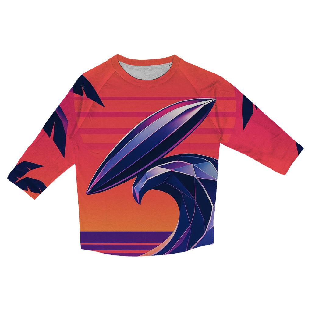Retro Wave Surf Sunset casual three quarter sleeve shirts