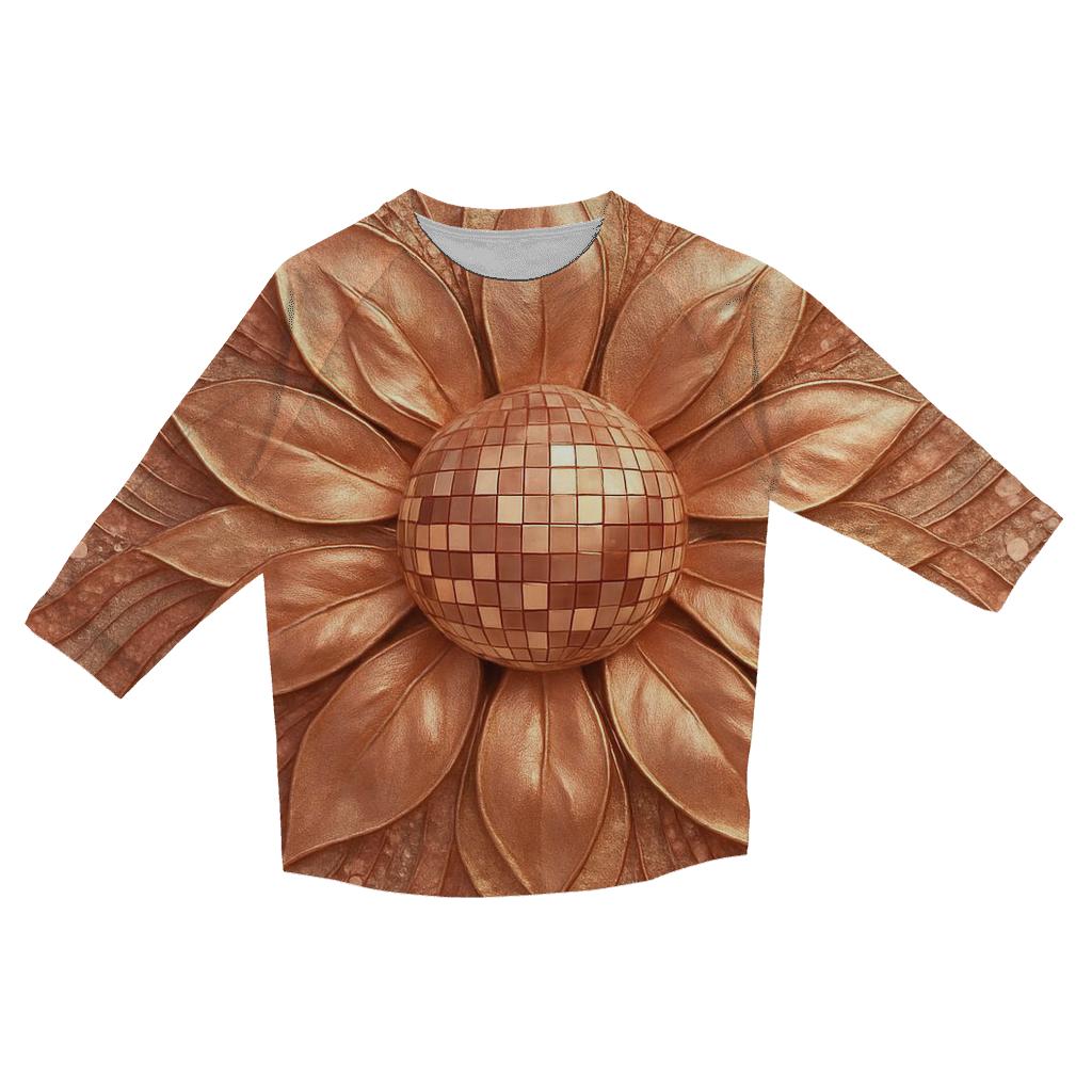 Rose Gold Disco Bloom trendy 3/4 sleeve tops