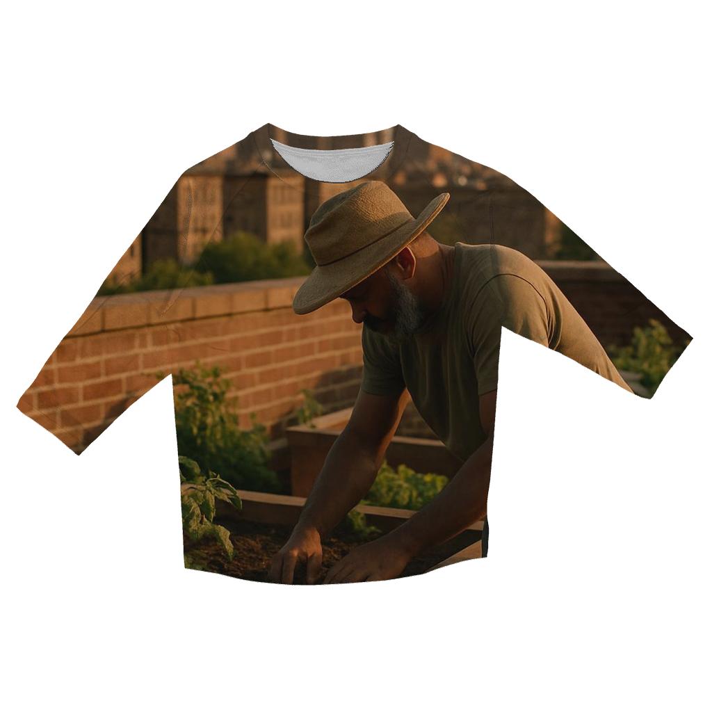 Harlem Rooftop Garden At Golden Hour custom 3/4 sleeve shirts