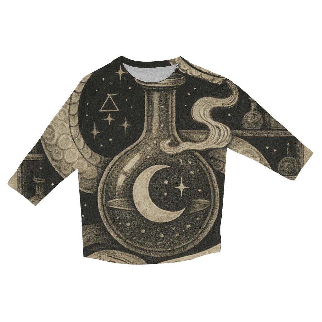 Lunar Alchemist Ouroboros printed three quarter sleeve shirts