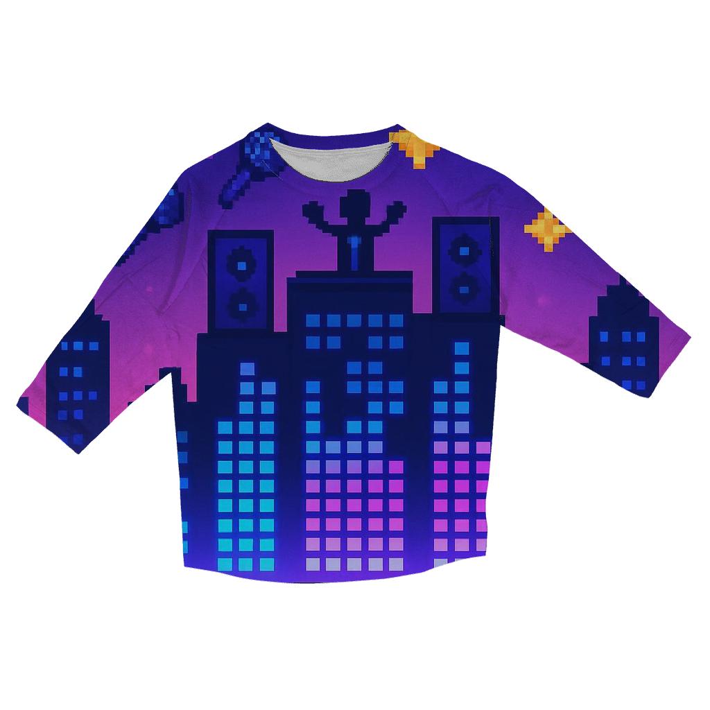 Pixel Concert Skyline printed three quarter sleeve shirts
