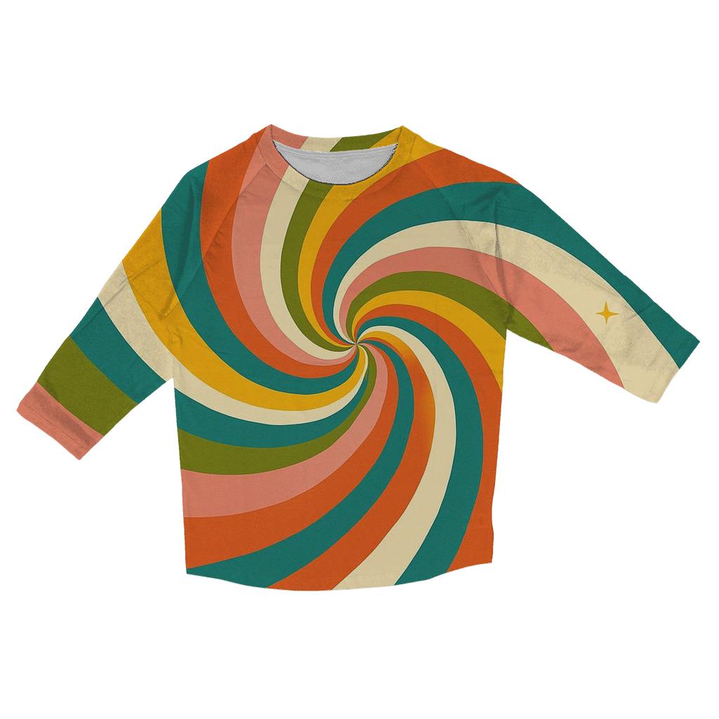 Groovy Rainbow Swirl casual three quarter sleeve shirts