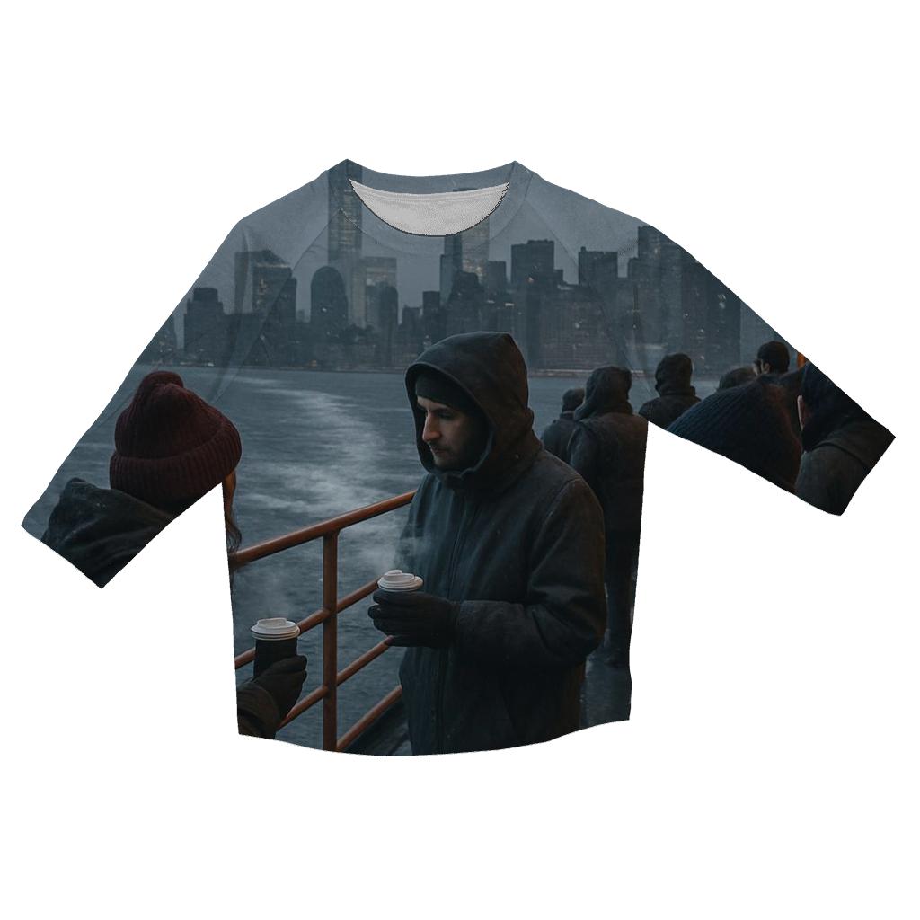 Winter Evening Ferry Crossing To Staten Island designer 3/4 sleeve blouses