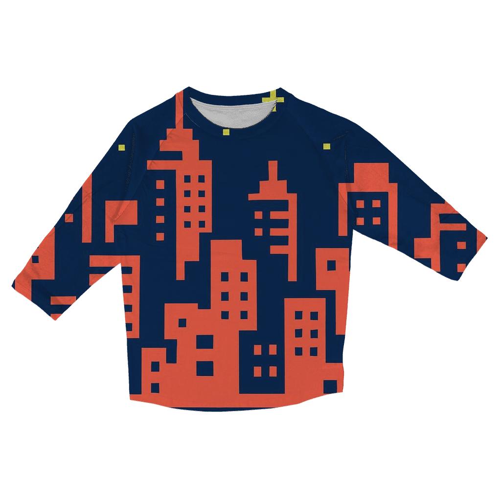 Arcade Pixel Skyline trendy 3/4 sleeve tops