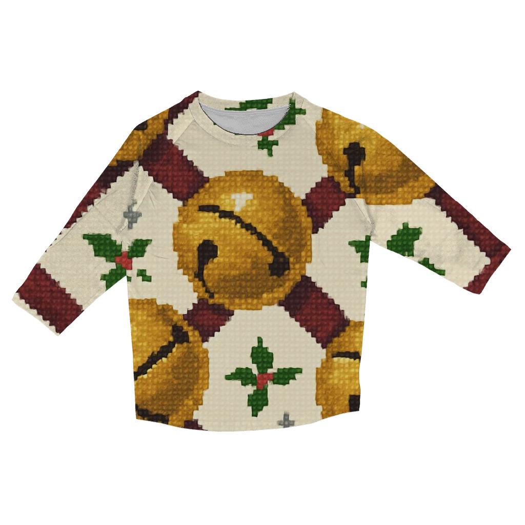 Sleigh Bell Crisscross Design custom 3/4 sleeve shirts