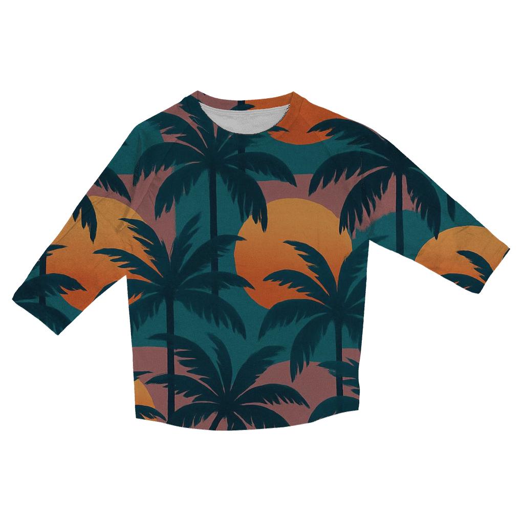 Synthwave Palm Mosaic printed three quarter sleeve shirts